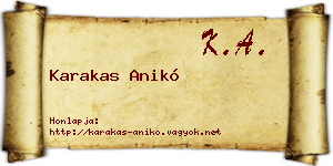 Karakas Anikó névjegykártya